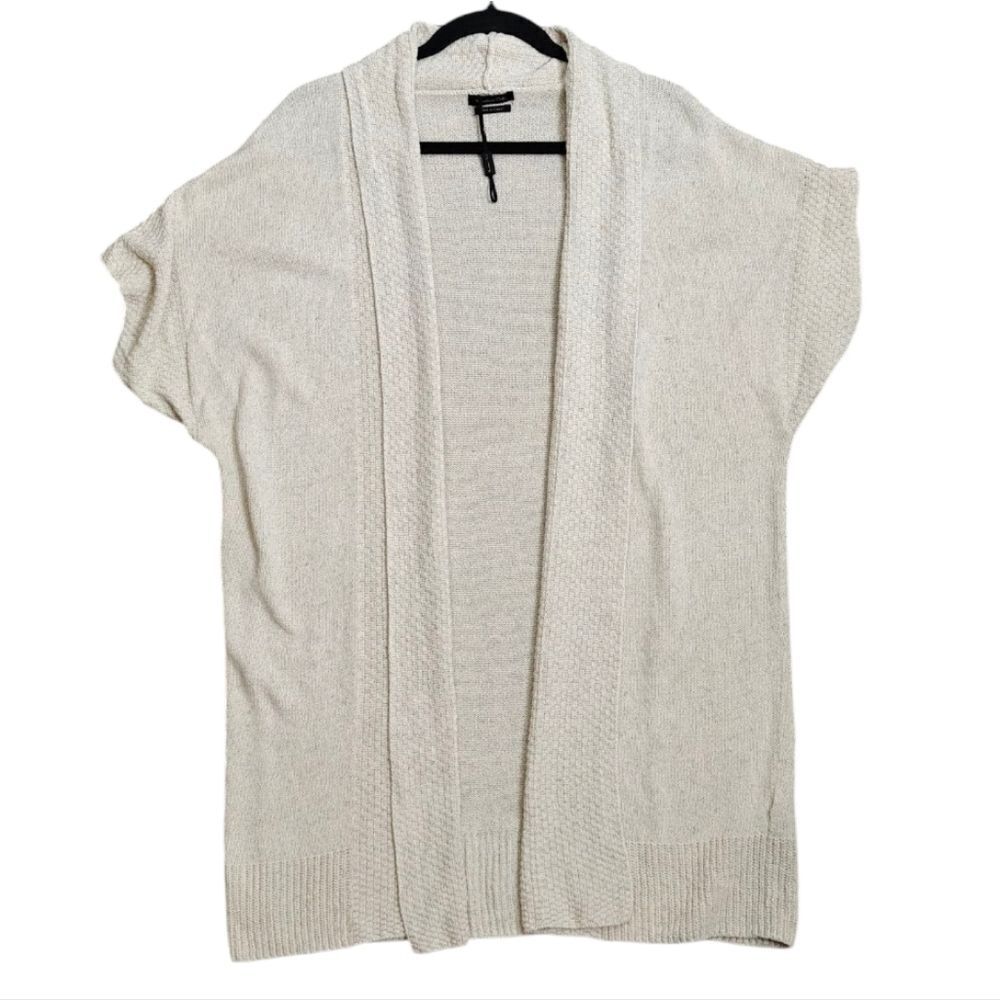 Massimo Dutti Cream Open-Front Short Sleeve Cardigan Size M